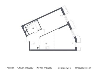 Продам 1-комнатную квартиру, 50.6 м2, Московская область, жилой комплекс Спутник, 19