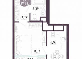 Продам однокомнатную квартиру, 27.6 м2, Тула, Пряничная улица, 8