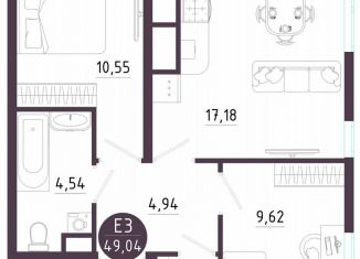 Продаю 2-ком. квартиру, 49 м2, Тула, Пряничная улица, 9