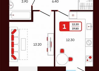 Продаю 1-ком. квартиру, 37.8 м2, Туймазы, переулок Луначарского, 5
