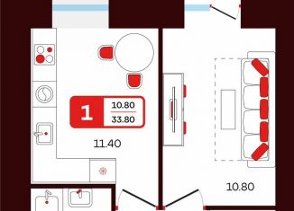 Продаю однокомнатную квартиру, 33.8 м2, Туймазы, переулок Луначарского, 5