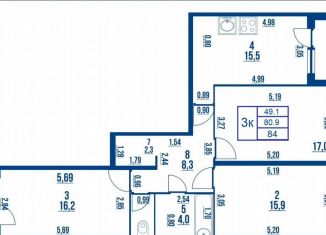 Продам 3-комнатную квартиру, 83.5 м2, Санкт-Петербург, Студенческая улица, 14к1