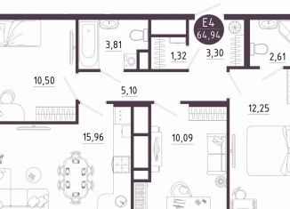 Продам 3-ком. квартиру, 64.9 м2, Тула, Пряничная улица, 9