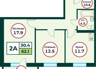 Продажа двухкомнатной квартиры, 62.1 м2, посёлок Солонцы, жилой комплекс Эко, 3