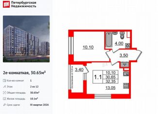 Продается 1-ком. квартира, 30.7 м2, Санкт-Петербург, метро Озерки
