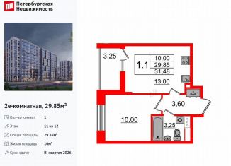 1-комнатная квартира на продажу, 29.9 м2, Санкт-Петербург, метро Озерки