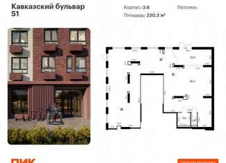Продам помещение свободного назначения, 220.3 м2, Москва, Кавказский бульвар, 51, район Царицыно