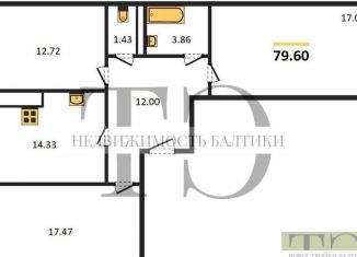Продается трехкомнатная квартира, 79.6 м2, Калининград, Воздушный переулок, 6, ЖК Ратсхоф Парк