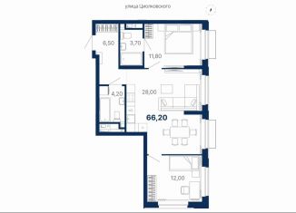 Продается 2-комнатная квартира, 66.2 м2, Екатеринбург, метро Чкаловская