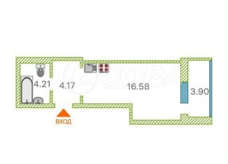 Продажа квартиры студии, 27 м2, Тюмень, Интернациональная улица, 199к7, ЖК Авиатор