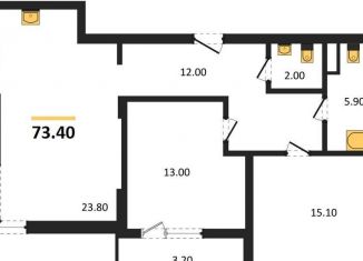 Продажа 2-комнатной квартиры, 73.4 м2, Калининград, ЖК Солнечный город, Елизаветинская улица, 47А