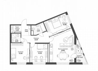 Продажа 3-ком. квартиры, 91.7 м2, Екатеринбург, Чкаловский район