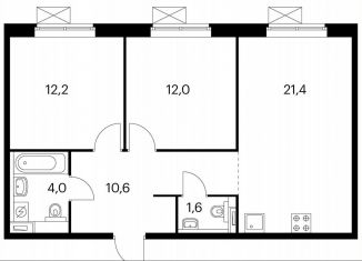 Продам 2-ком. квартиру, 61.2 м2, Котельники, ЖК Белая Дача Парк, микрорайон Парковый, 1к6