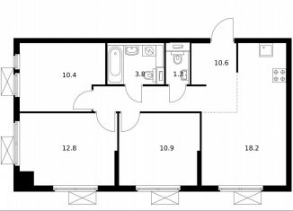 Продам трехкомнатную квартиру, 68 м2, Котельники, микрорайон Парковый, 1к6, ЖК Белая Дача Парк