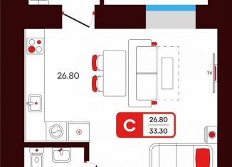 Продаю квартиру студию, 33.3 м2, Туймазы, переулок Луначарского, 5