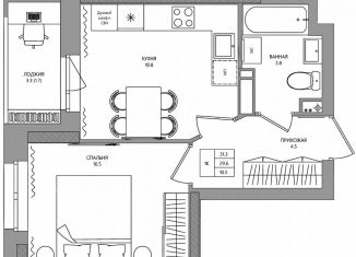 Продается 1-комнатная квартира, 31.3 м2, деревня Кондратово