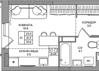 Продаю квартиру студию, 23 м2, Чебоксары, Водопроводная улица, 5