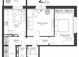 Продам 2-комнатную квартиру, 60.4 м2, Зеленодольск
