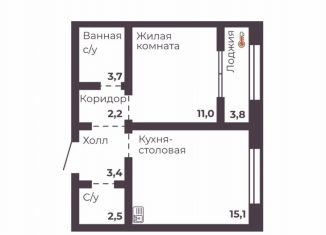 Продается однокомнатная квартира, 37.9 м2, Челябинск, Тракторозаводский район, проспект Ленина, 1