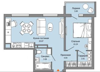 Продажа однокомнатной квартиры, 45 м2, Ульяновск, Юго-западная улица, 20, ЖК Ультраград