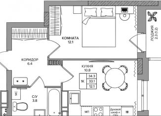 Продам 1-ком. квартиру, 34.3 м2, деревня Кондратово