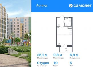 Квартира на продажу студия, 25.1 м2, Колпино, проспект Ленина, 60, ЖК Астрид