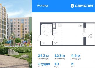 Продается квартира студия, 24.3 м2, Колпино, проспект Ленина, 60, ЖК Астрид