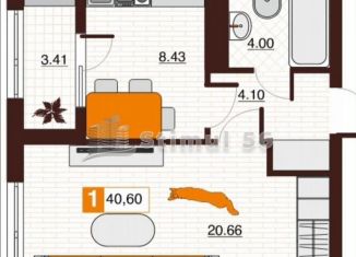 Продаю 1-ком. квартиру, 40.6 м2, Оренбург