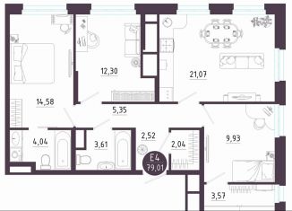Продам 3-ком. квартиру, 79 м2, Тула, Пряничная улица, 9