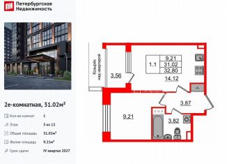 Продажа однокомнатной квартиры, 31 м2, Санкт-Петербург, муниципальный округ Звёздное