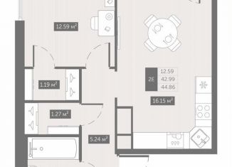 Продается однокомнатная квартира, 44.9 м2, посёлок Шушары