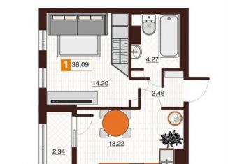 Продается 1-комнатная квартира, 36 м2, Оренбург, Просторная улица, 15/1