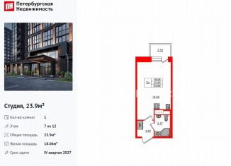 Продаю квартиру студию, 23.9 м2, Санкт-Петербург, муниципальный округ Звёздное