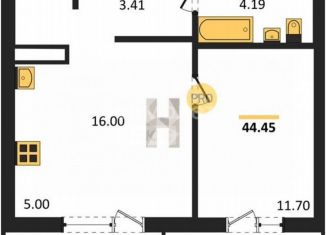 1-комнатная квартира на продажу, 44 м2, Челябинск, Днепропетровская улица, 5.3.1, Советский район