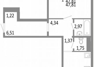 Продается 1-ком. квартира, 47.8 м2, Челябинск, Советский район, улица Блюхера, 125В