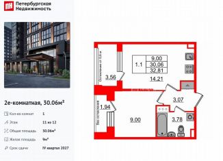 Продаю 1-комнатную квартиру, 30.1 м2, Санкт-Петербург, муниципальный округ Звёздное