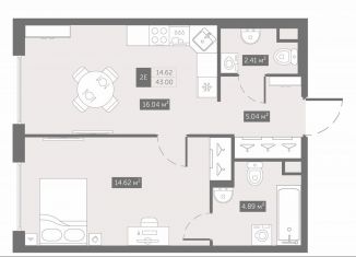 Продаю однокомнатную квартиру, 43 м2, посёлок Шушары