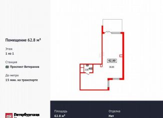 Помещение свободного назначения на продажу, 62.8 м2, Санкт-Петербург, проспект Ветеранов, 194, Красносельский район