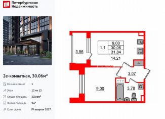 Продажа однокомнатной квартиры, 30.1 м2, Санкт-Петербург, муниципальный округ Звёздное