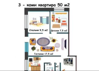 Продам 3-ком. квартиру, 50 м2, Нижний Новгород, улица Ефремова, 11, Сормовский район