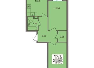 Продам 2-ком. квартиру, 55 м2, деревня Новое Девяткино, Лесная улица, 19