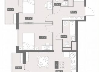 Продам двухкомнатную квартиру, 59 м2, посёлок Шушары