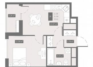 Однокомнатная квартира на продажу, 33.6 м2, посёлок Шушары