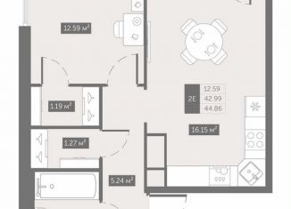Продается 1-комнатная квартира, 44.9 м2, посёлок Шушары
