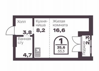 Продается однокомнатная квартира, 33.3 м2, Челябинск, Тракторозаводский район