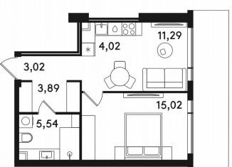 Продам однокомнатную квартиру, 42.8 м2, Москва, ВАО
