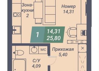 Продам квартиру студию, 25.8 м2, Новосибирск, Заельцовский район, Светлановская улица, 46/1