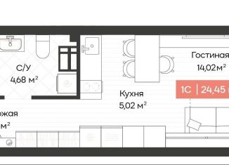 Продаю квартиру студию, 24.5 м2, Новосибирск, Ленинградская улица, 342, метро Речной вокзал