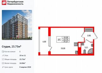 Продается квартира студия, 23.8 м2, Санкт-Петербург, муниципальный округ Невская Застава
