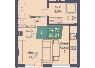 Продаю квартиру студию, 26.2 м2, Новосибирск, Заельцовский район, Светлановская улица, 46/1